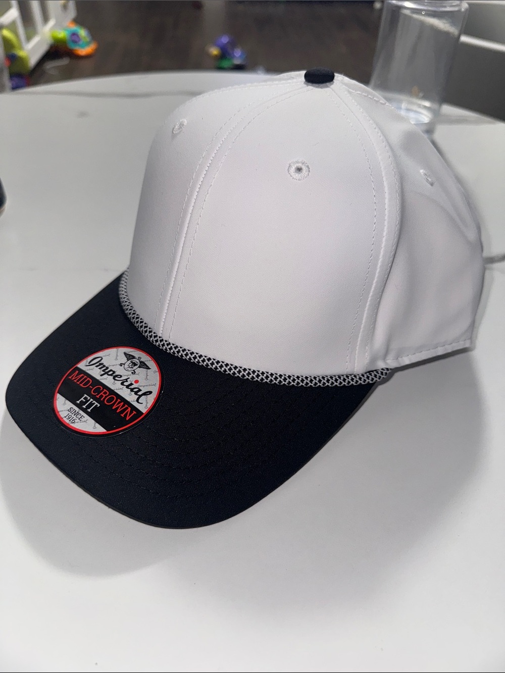 Imperial White & Black Mid-Crown Baseball Cap